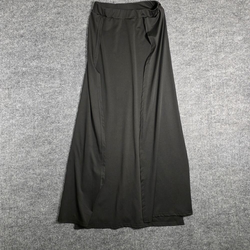 Atamet Black High Slit Maxi Skirt Large Wrap Style High Waisted Bodycon